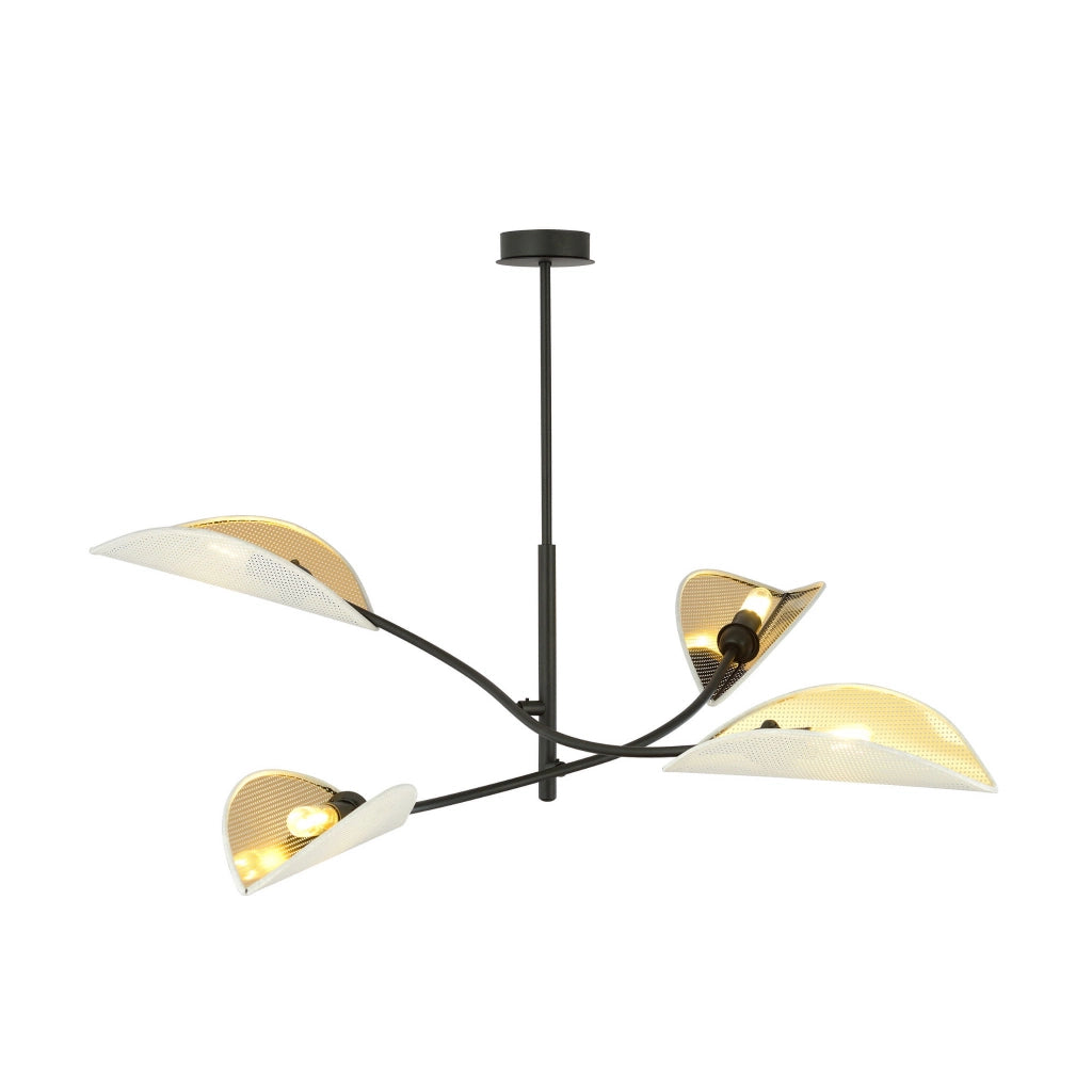 Plafoniera Emibig Lotus 4 luci E14 bianco oro 102cm