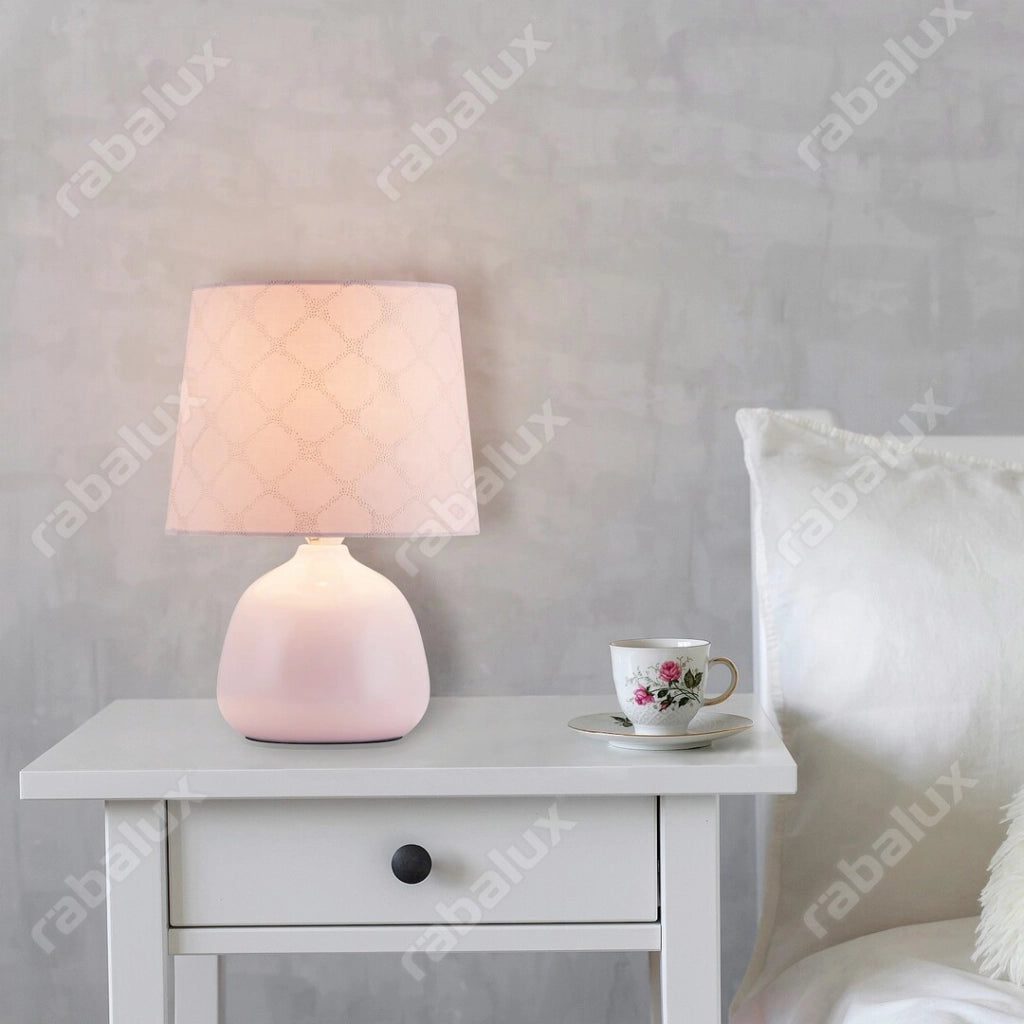 Lampada da comodino rosa in ceramica E14 Ellie 4384 Rabalux