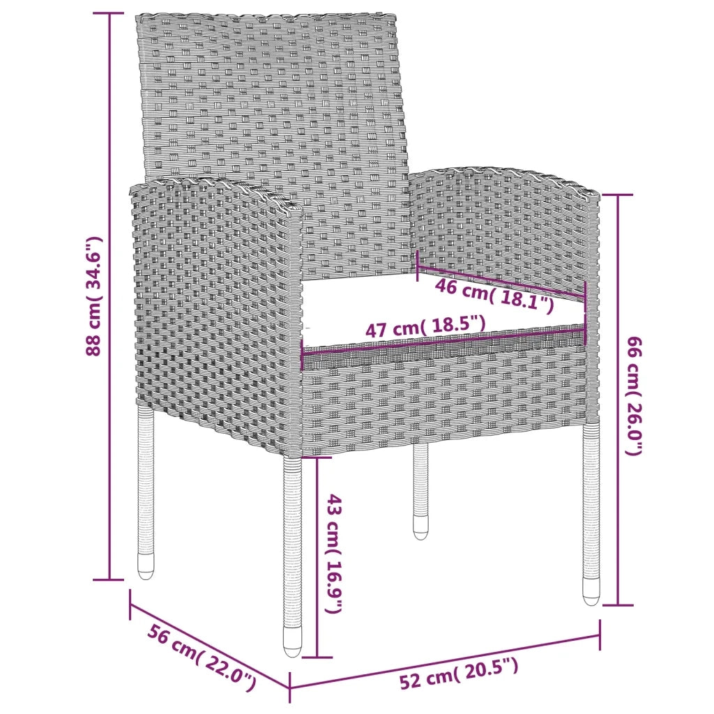 Set da Pranzo da Giardino 9 pz Nero 3099636