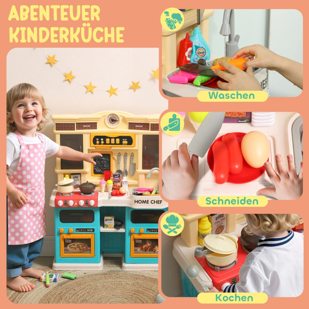 Cucina Giocattolo Bambini con Accessori ¨C Zephmum ¨C Verde, Plastica, 85 Pezzi