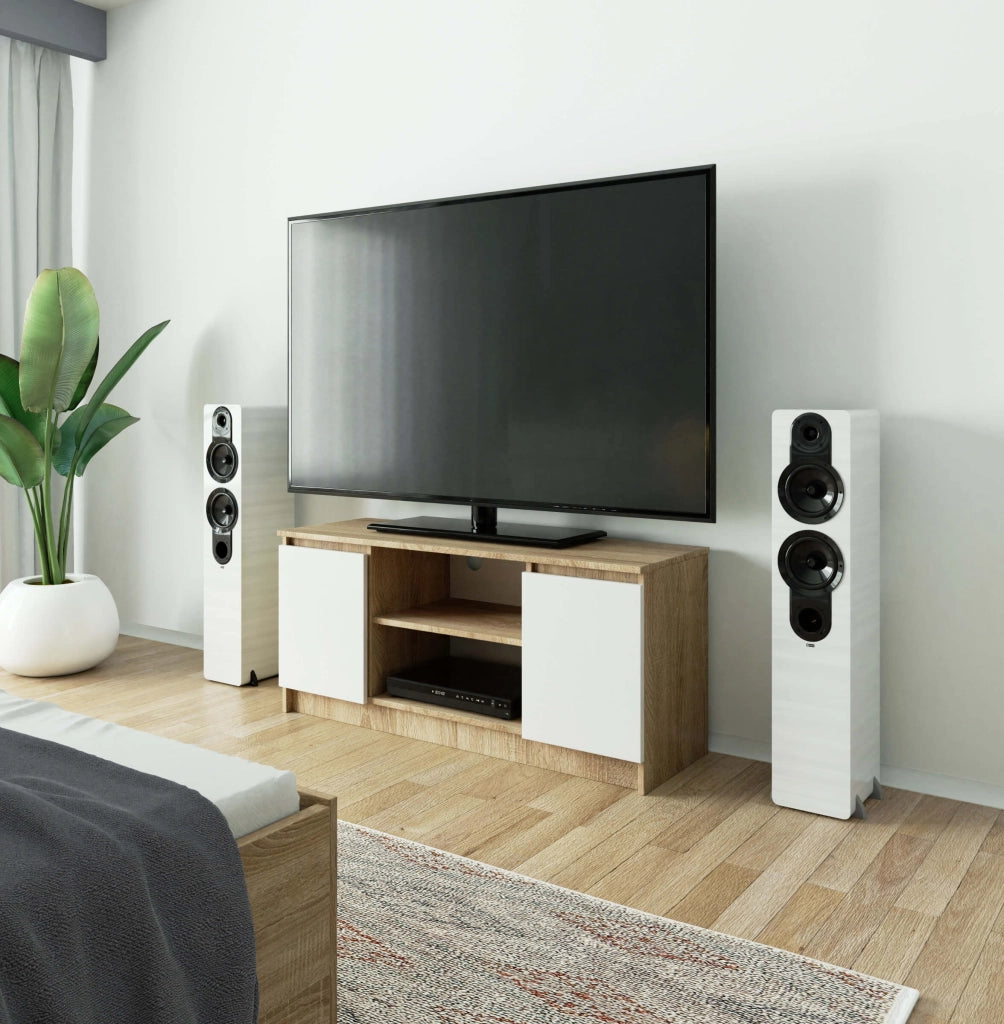 Mobile TV AKORD Sonoma Quercia 120 cm 2 ante inserto frontale Bianco 120x40x55 cm