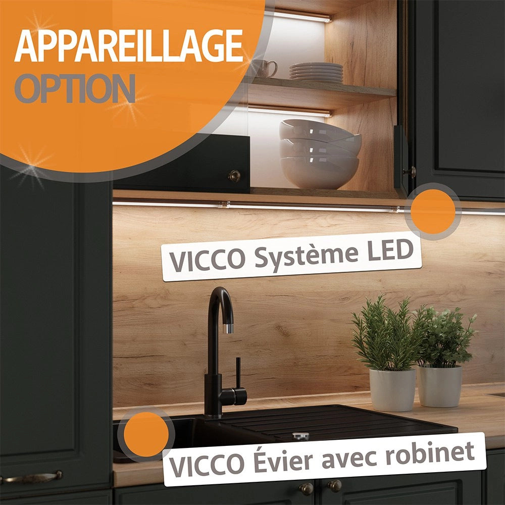 Cucina componibile R-Line Nero lucido/Antracite 240 cm, PL Antracite Vicco