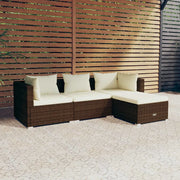 Set Divani da Giardino 4 pz con Cuscini in Polyrattan Marrone 3101642