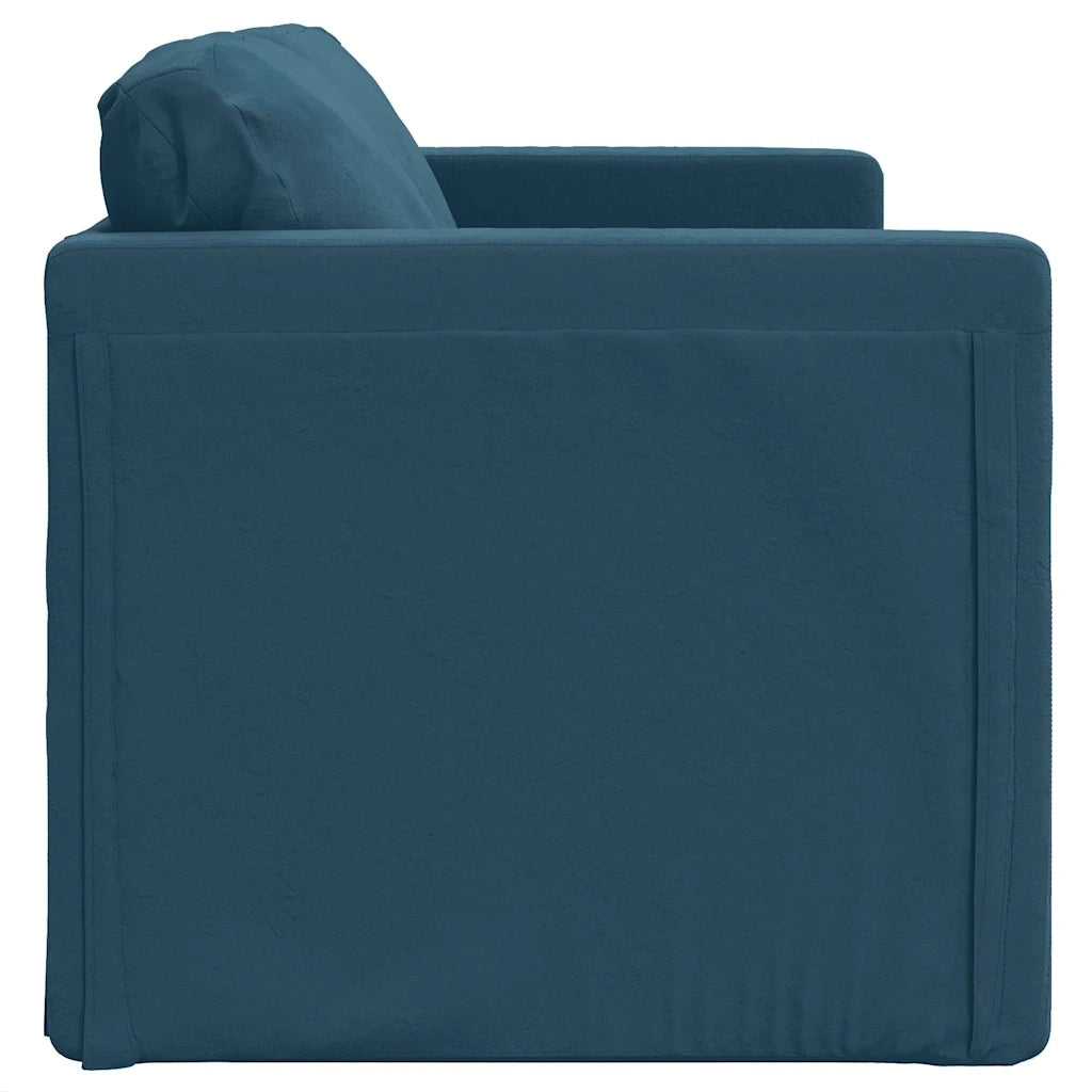 Divano Letto da Terra 2 in 1-Sofa Letto-Daybed Blu 122x204x55 cm Velluto