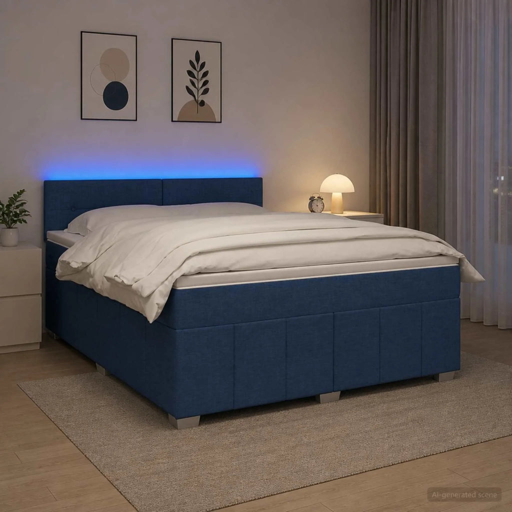 Letto box spring con materasso Blu 140 x 190 cm Tessuto 3452676