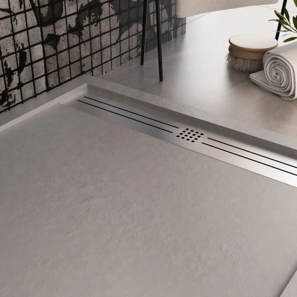 Piatto doccia in marmoresina grigio chiaro effetto pietra cemento relax, misura 70x180