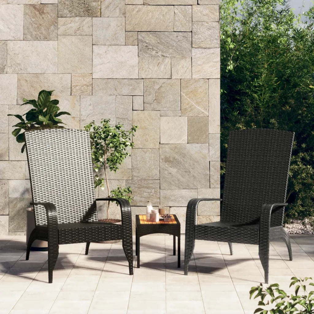 Sedia da Giardino | Sedie da Esterno Adirondack nera in polyrattan