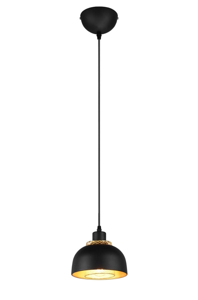 Lampada a sospensione PUNCH nera/oro metallo E27 Ø18cm