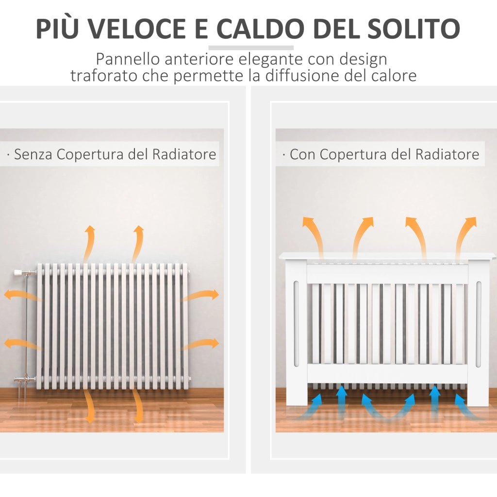 Copritermosifone in MDF ¨C Xylo ¨C Bianco, 112x19x81 cm