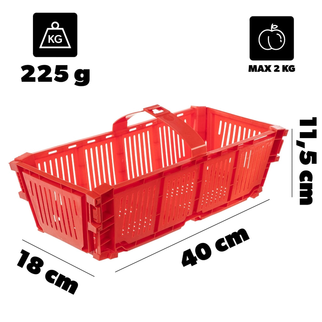 Cesto pieghevole KADAX per frutta e fragole, in plastica, 2 kg