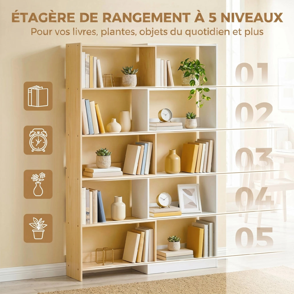 Libreria angolare girevole 5 ripiani ¨C Xylo ¨C legno rovere L 60-111x24x164cm