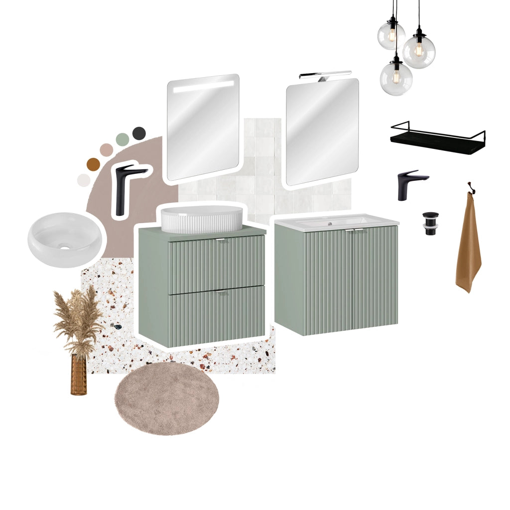 Mobile sottolavabo 50 cm 2 cassetti Line Reed Green 50 x 7 x 39 cm