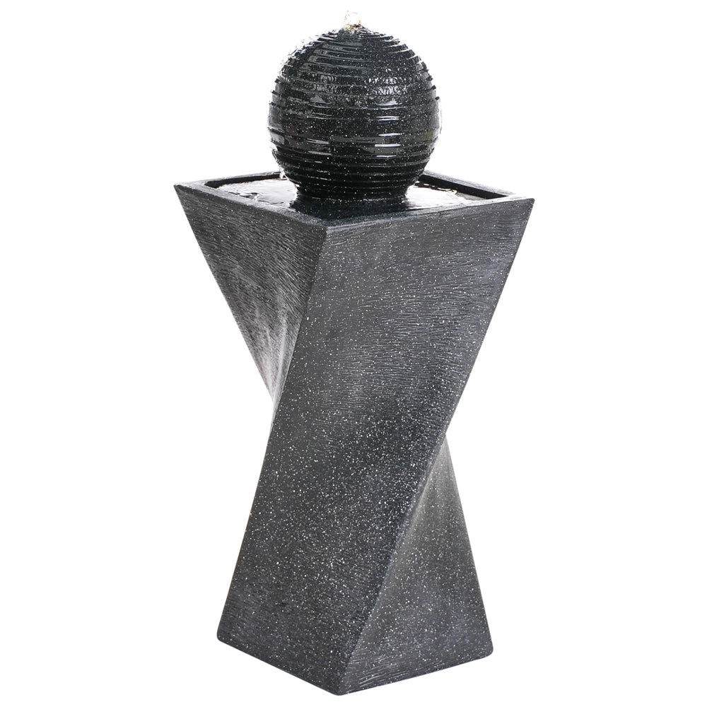 Fontana da Esterno ad acqua in Resina Grigia con Luce LED Design Moderno