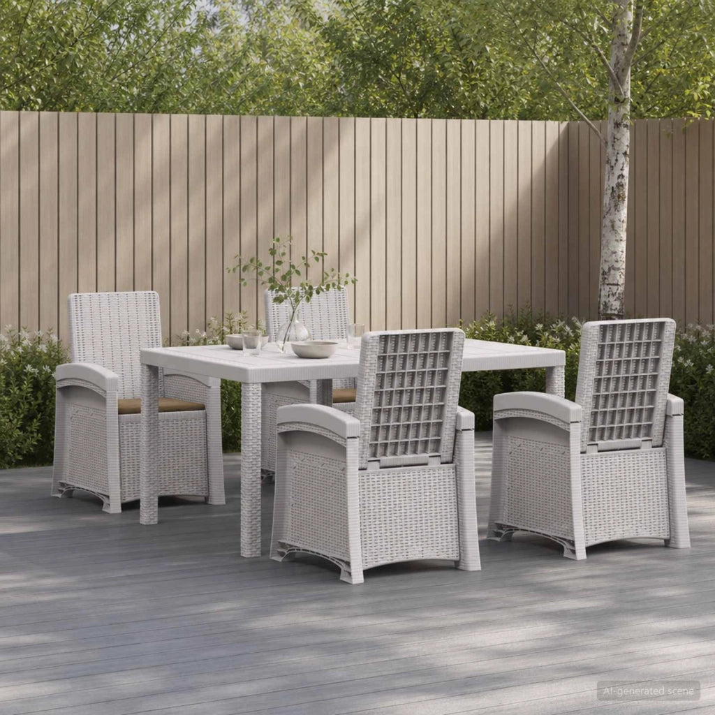 Set da Pranzo per Giardino 5 pz Bianco e Tortora PP 3430129
