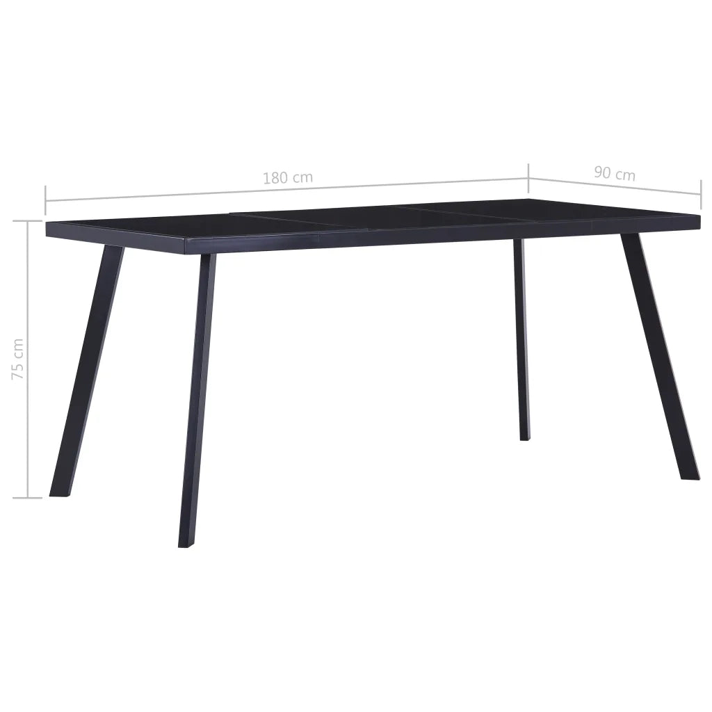 Tavolo da Pranzo Nero 180x90x75 cm in Vetro Temperato 281875