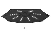 Ombrellone da Giardino con Luci LED 400 cm Nero 312536