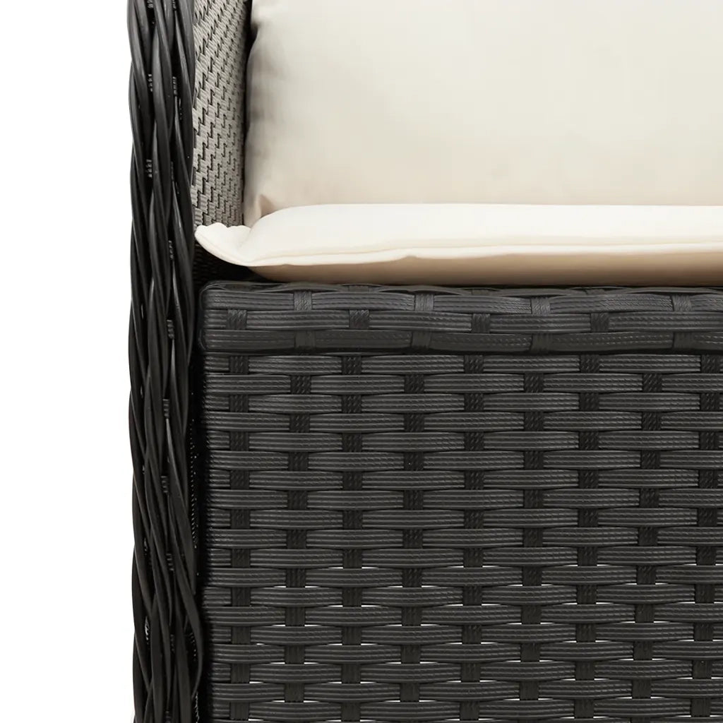 Set Divani da Giardino 3 pz con Cuscini Nero in Polyrattan