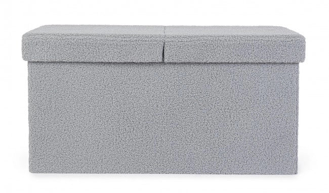 Set 2 Pouf Contenitore in Bouclé Grigio Moderno da Interno - MARTIN