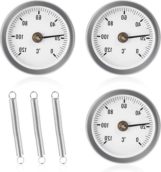 Termometro di installazione 3 pezzi - industriale - per tubi di riscaldamento e caldaie - 0-120 °C - 63 mm.