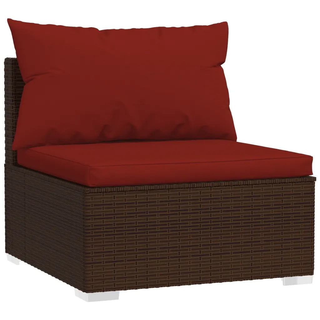 Set Divani da Giardino 7 pz con Cuscini in Polyrattan Marrone 3101747