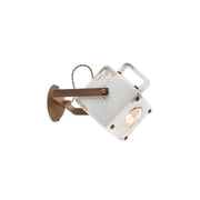 Applique Vintage Industrial Cubica Ferro E Ceramica Bianco 1 Luce E27