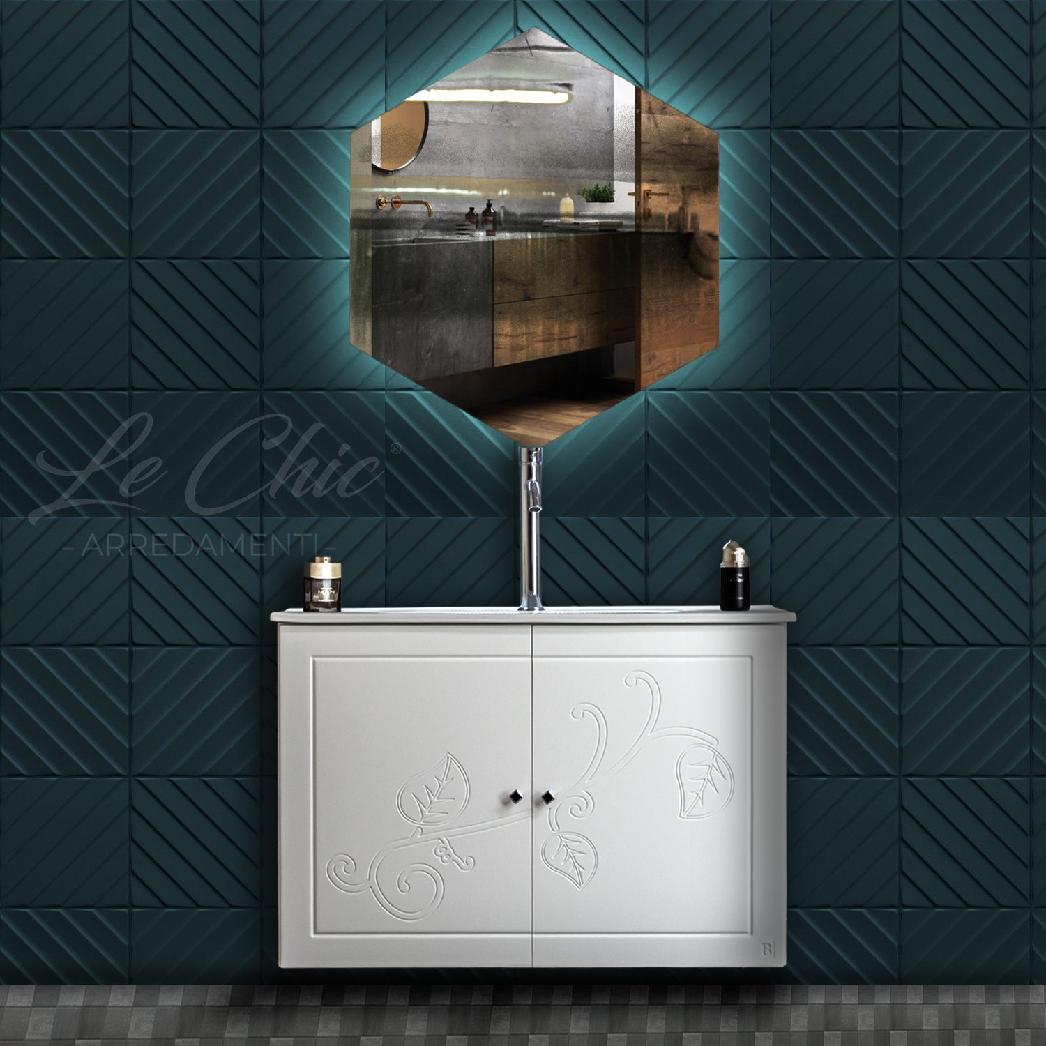 Mobile bagno moderno con specchio - 120x46