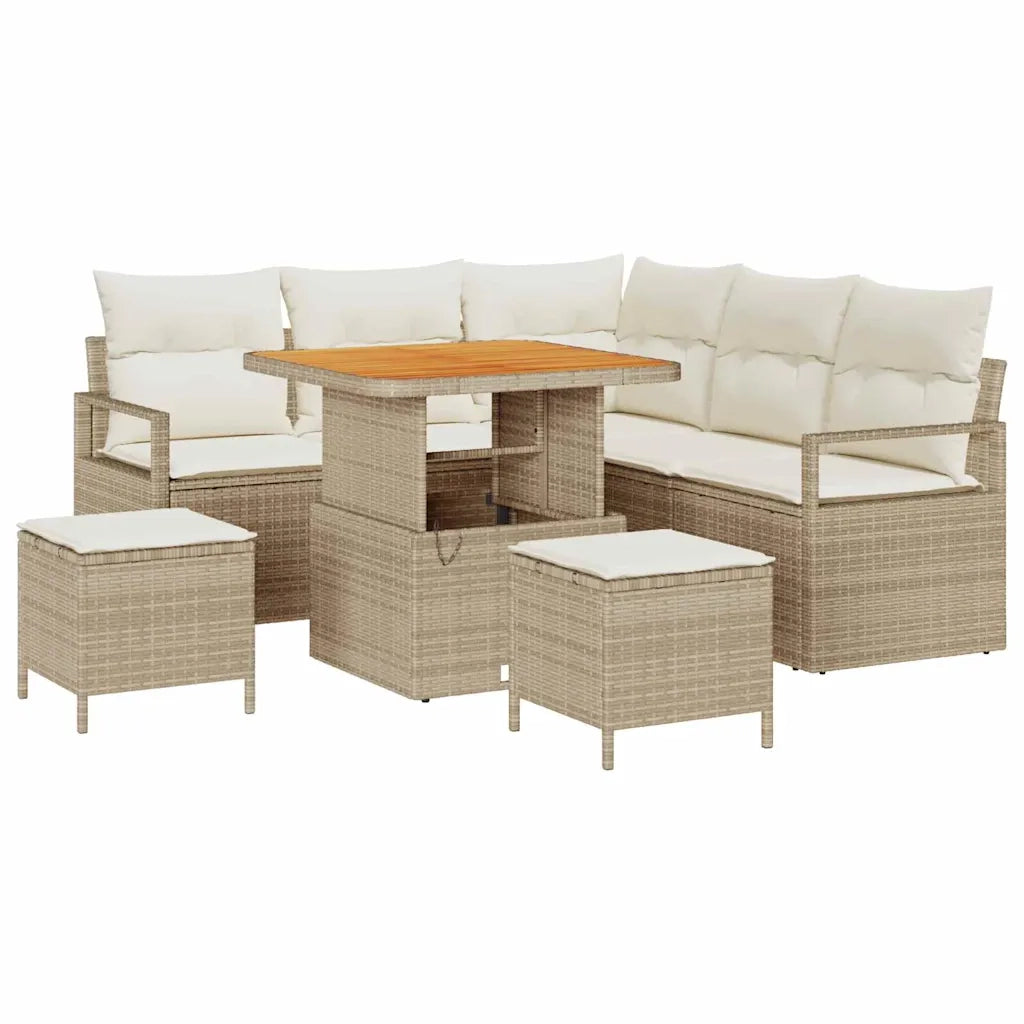 Set Divano da Giardino con cuscino 8 pcs Beige polyrattan 3362521