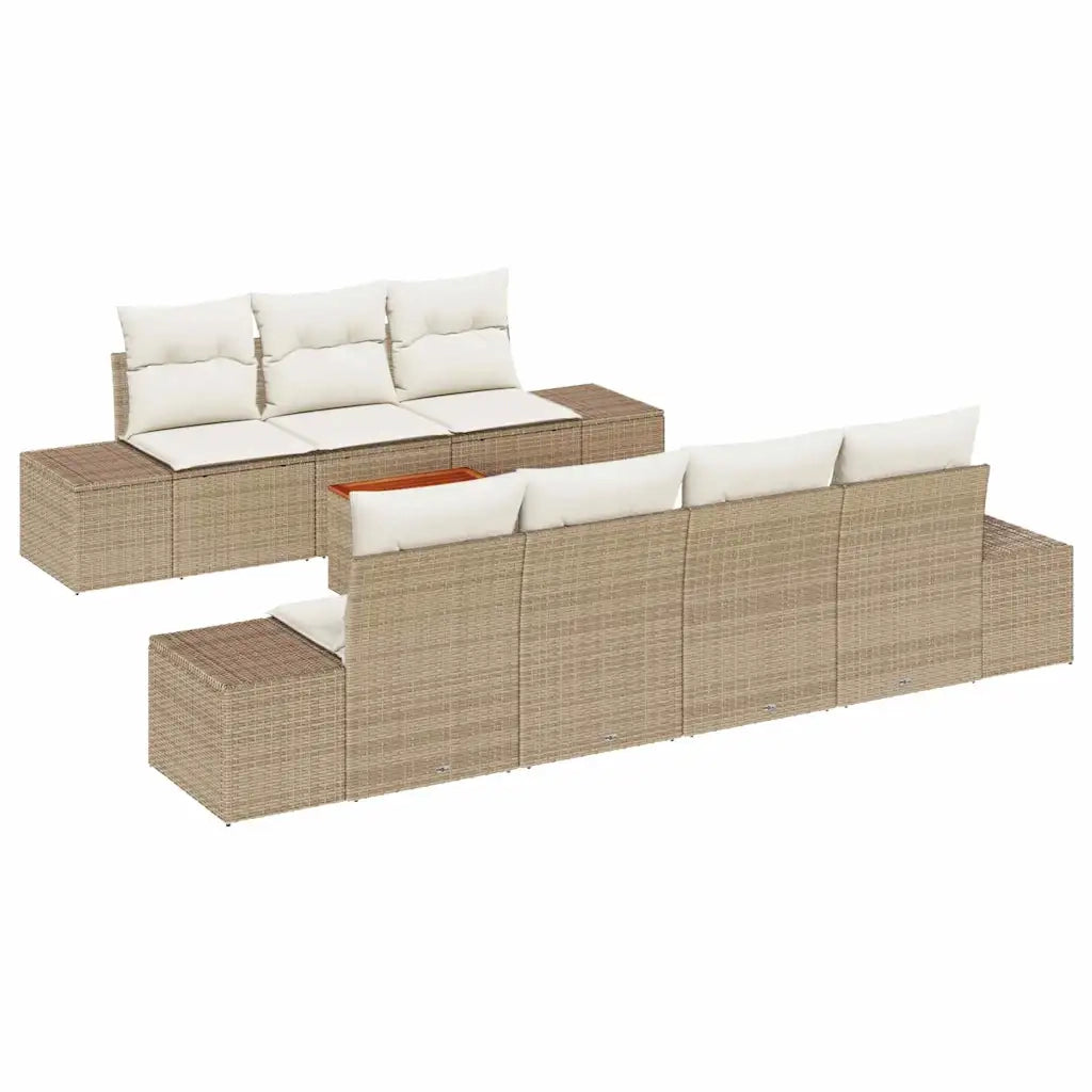 Set Divano da Giardino con cuscino 8 pcs Beige polyrattan 3347918