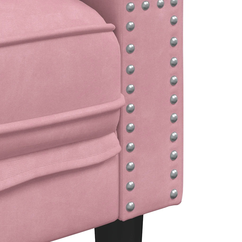 Set Divani Chesterfield 2pz con Cuscini Rosa Velluto 3209294