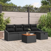 Set Divano da Giardino con cuscino 6 pcs Nero Poly Rattan 3360894
