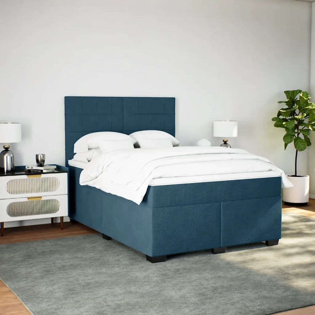 Giroletto a Molle con Materasso Blu 140x190 cm in Velluto