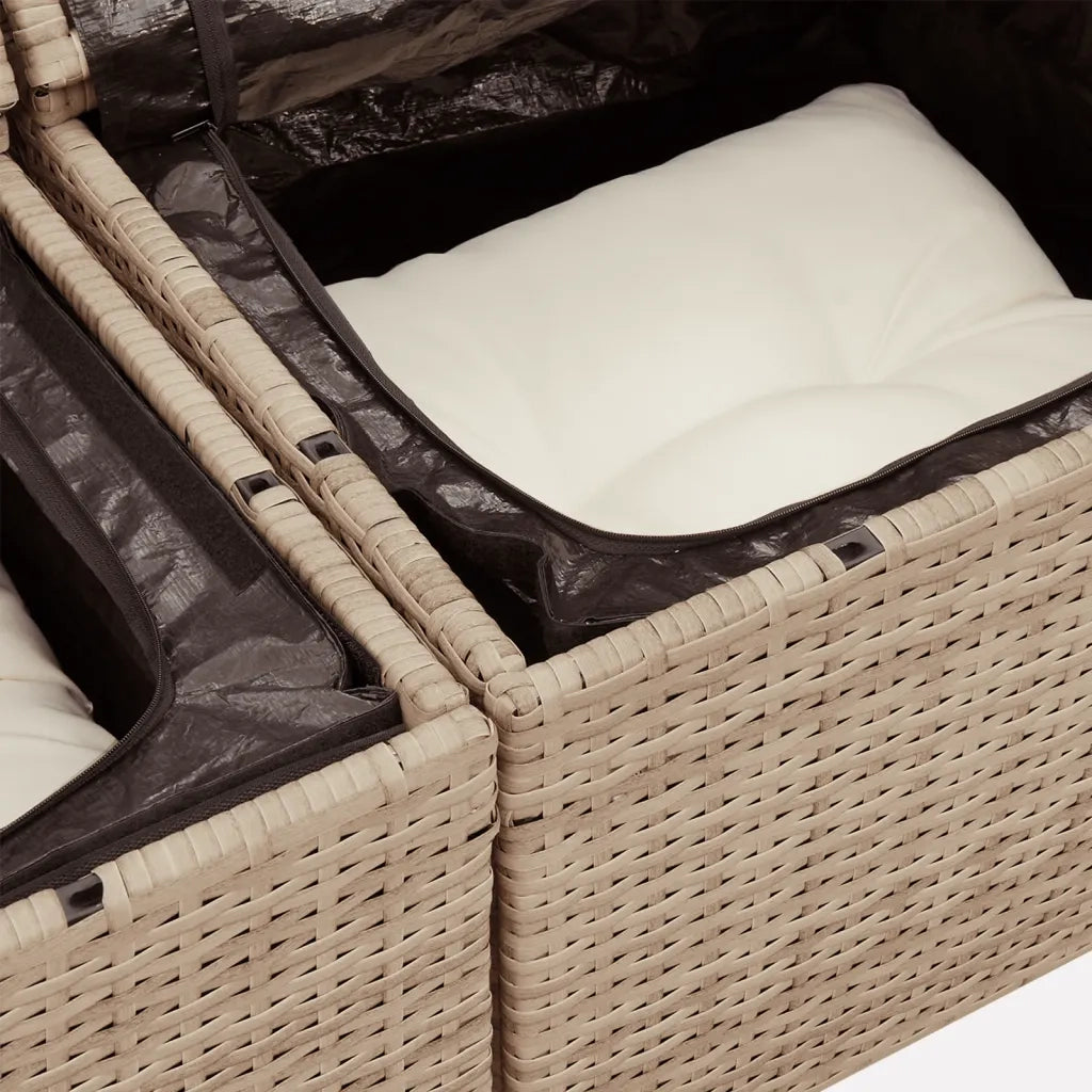 Set Divano da Giardino 10 pz con Cuscini Beige in Polyrattan 3256653