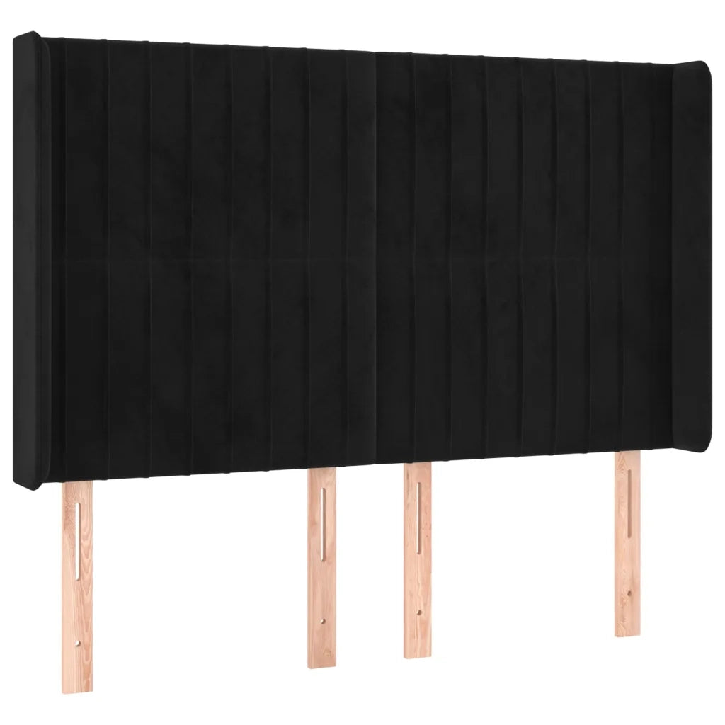 Letto a Molle con Materasso e LED Nero 140x190 cm in Velluto