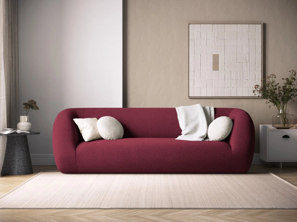 Cosmopolitan Design - Divano "Essen" 3 posti in bouclé bordeaux 