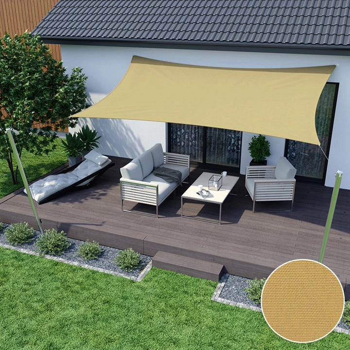 AIO FACTORY Vela ombreggiante impermeabile 4x3 m Beige - Soluzione per ombrelloni da giardino