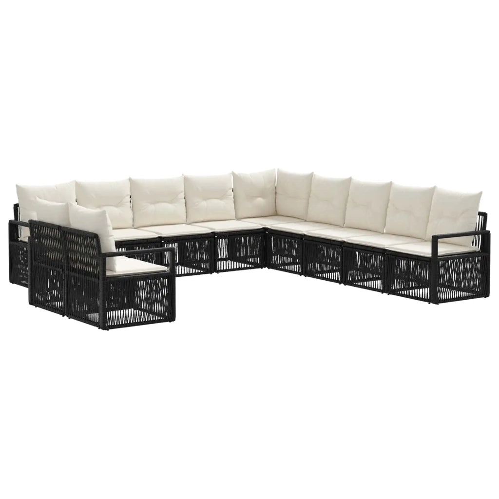 Set Divano da Giardino 11 pz Nero polyrattan 3435763