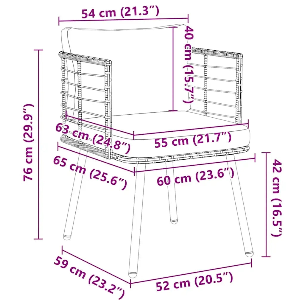 Sedie da Giardino con Cuscini 2 pz Nere in Polyrattan 3328656