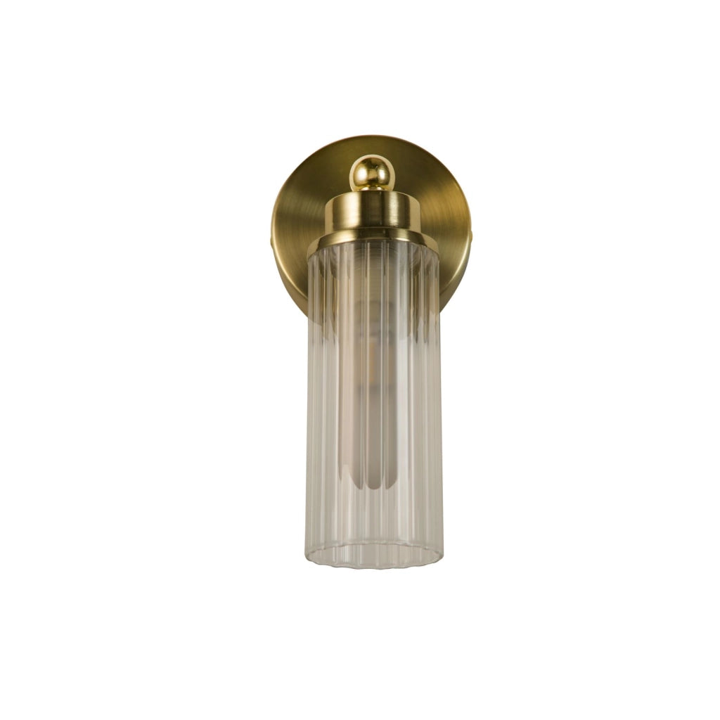 Applique Imperial 1Lt, metallo ottone satinato e vetro trasparente a coste