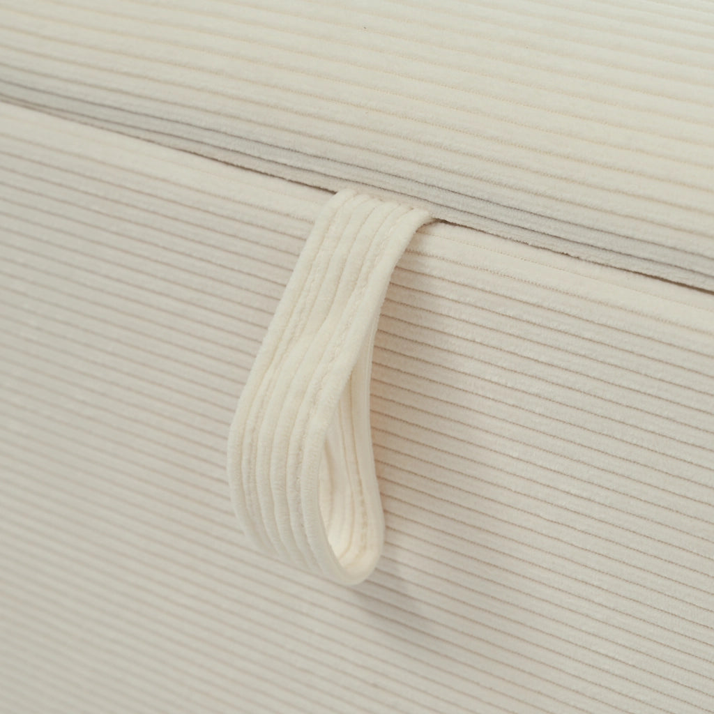 PANCA CONTENITORE 145 cm in cordoncinio beige con sollevamento idraulico