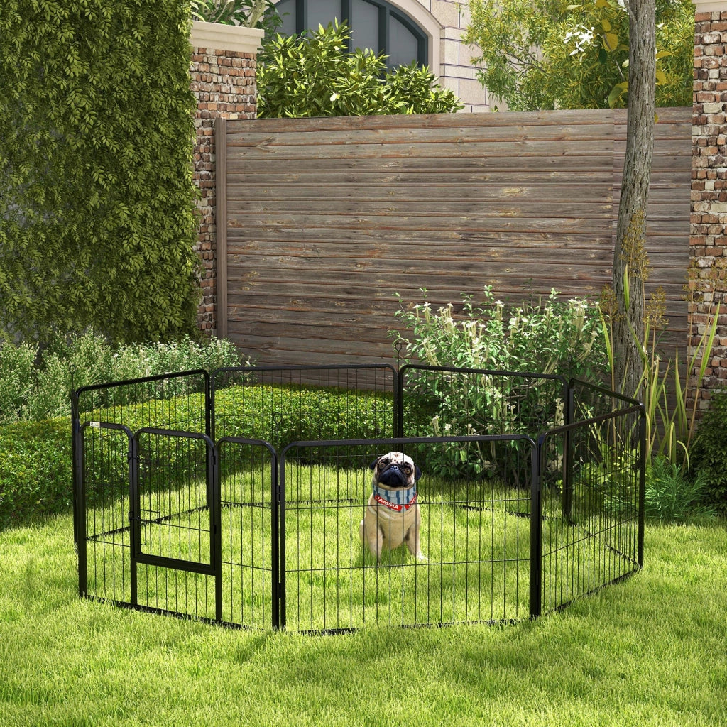 Recinto per Cani 8 Pezzi ¨C Minimal ¨C Acciaio Nero 80x60 cm