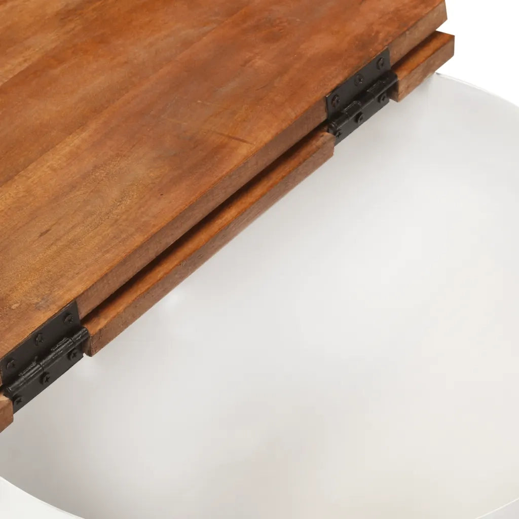 Tavolino da Salotto Bianco 50x27 cm Legno Massello di Recupero 351754