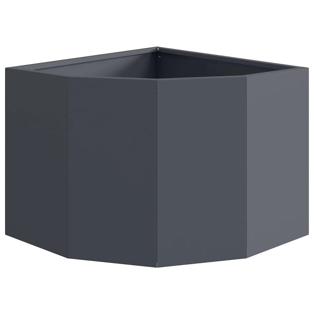 Vaso d'angolo-Fioriera-Contenitore per Piante Antracite 45 x 45 x 35 cm Acciaio