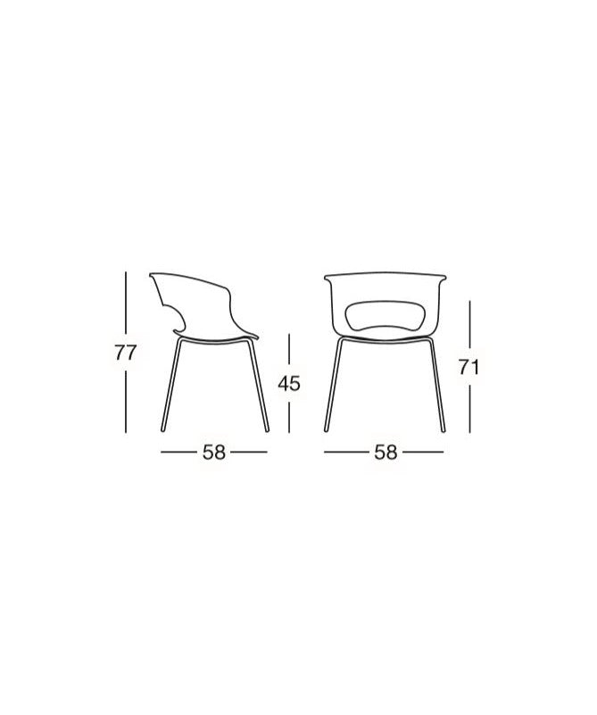 POLTRONA MISS B SET DA 4 ANTISHOCK POLICARBONATO MADE IN ITALY SCAB DESIGN - Trasparente rosso 140