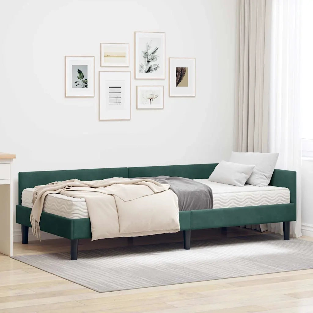 Struttura Letto Angolare con Materasso 2 pcs Verde Velluto