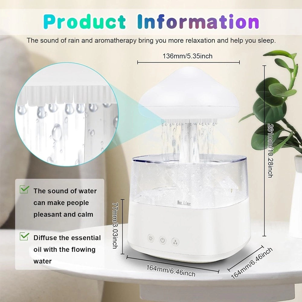 Trade Shop - Umidificatore Nuvola Di Pioggia Diffusore Oli Essenziali Aromaterapia Con 7 Luci -