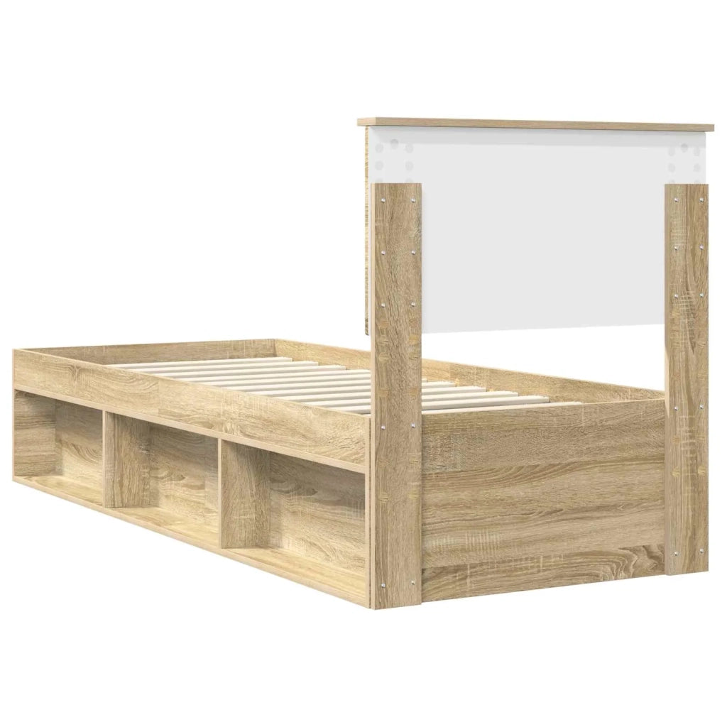 Letto singolo | Letto per adulti | Struttura del letto Rovere Sonoma 75 x 190 cm Pino massello