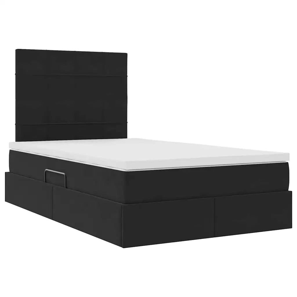 Letto con contenitore e materasso Nero 120 x 200 cm Velluto 3372023