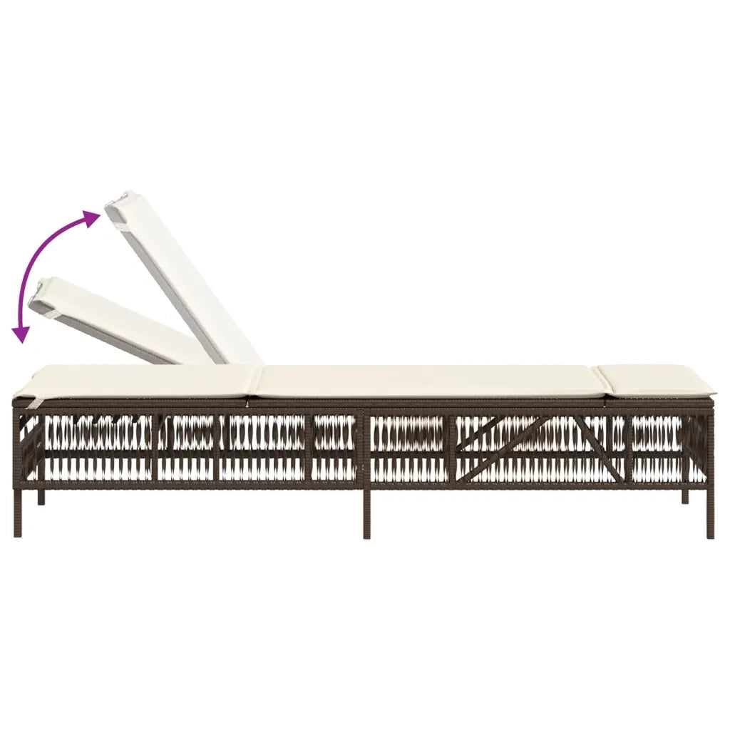 Lettino Prendisole con Cuscino Marrone in Polyrattan 4002738