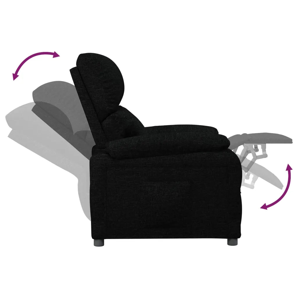 Poltrona Reclinabile in Tessuto Nero 342453