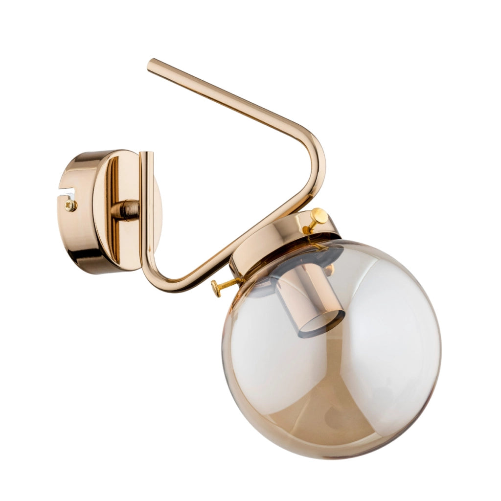 Applique moderna oro sfera vetro ambra E14 10W Barsum